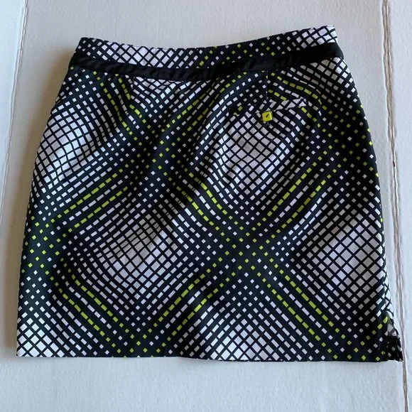 EP Pro Black/White/Lime Green Geometric Golf Skort Size 6 - Picture 5 of 9